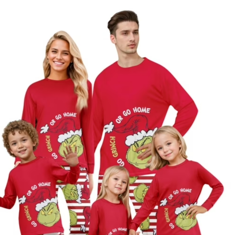 Festive Red Pajama Set with Christmas Print